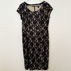 Shape FX Lace Dress Womens Size 16‎ Party Cocktail Black and Tan